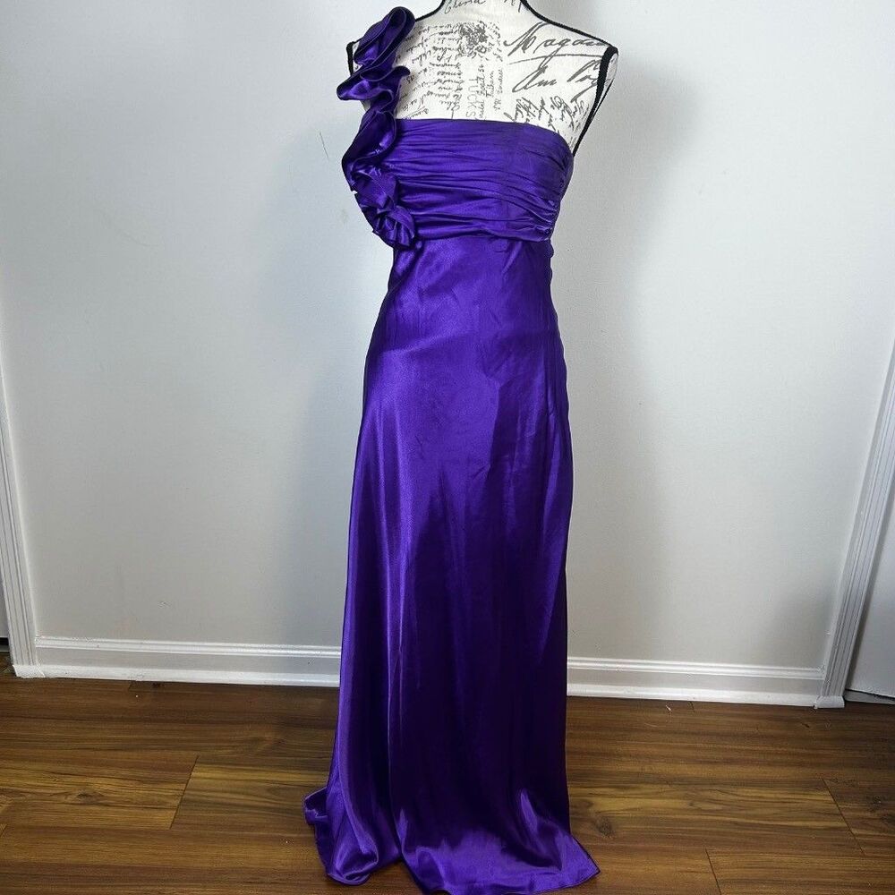 Jessica McClintock Gunne Sax Purple Satin One Shoulder Gown Dress Size 5 Prom